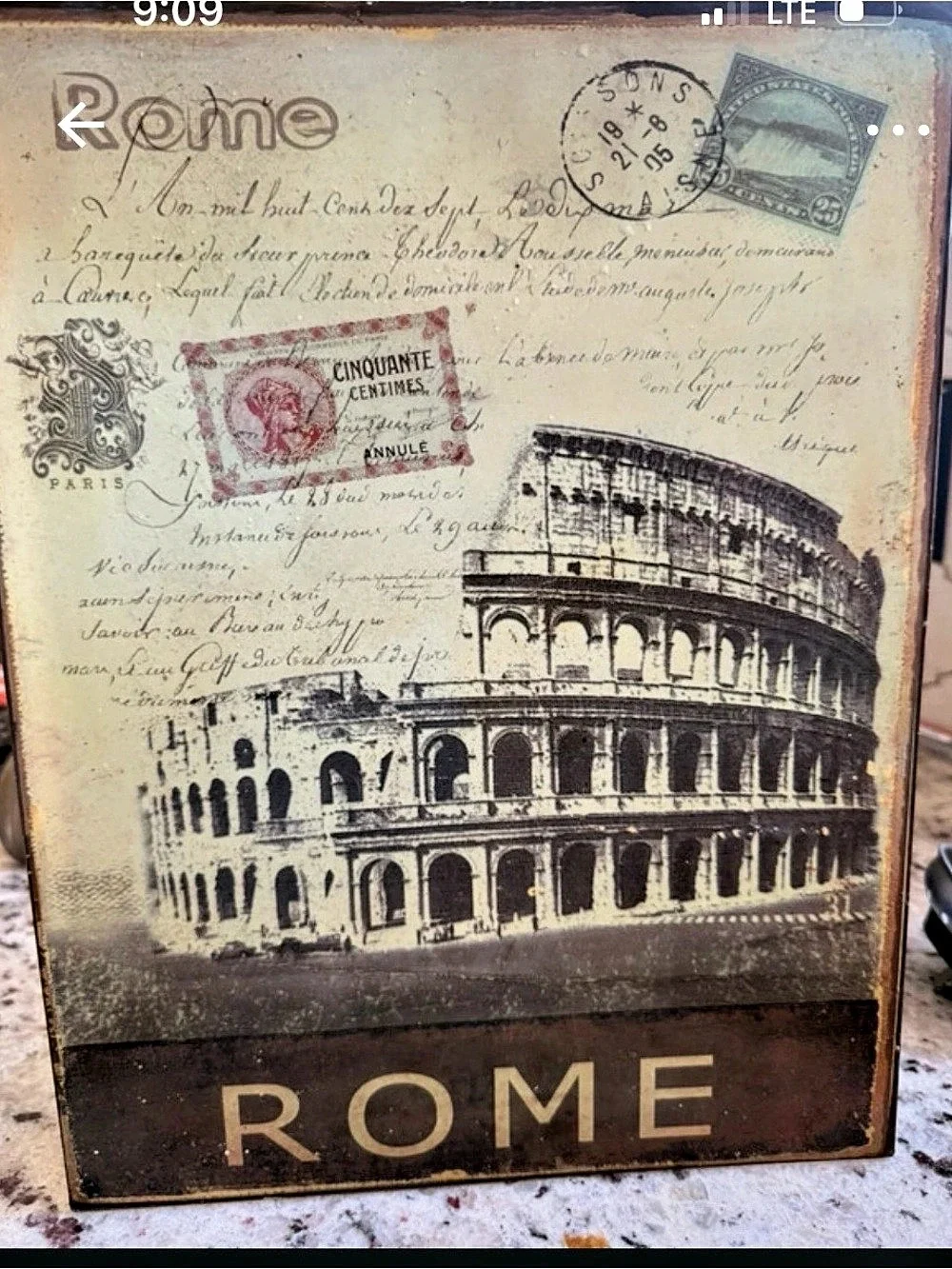 Rome Colosseum Wall Sign Brown & Black